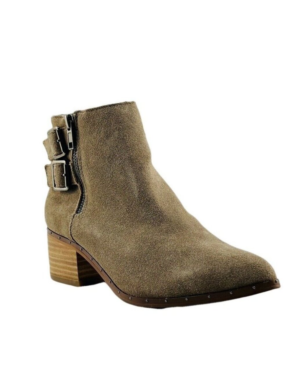 Bleecker & Bond Womens Suede Ankle Boots With Buckles & Side Zipper - Size 7.5 -